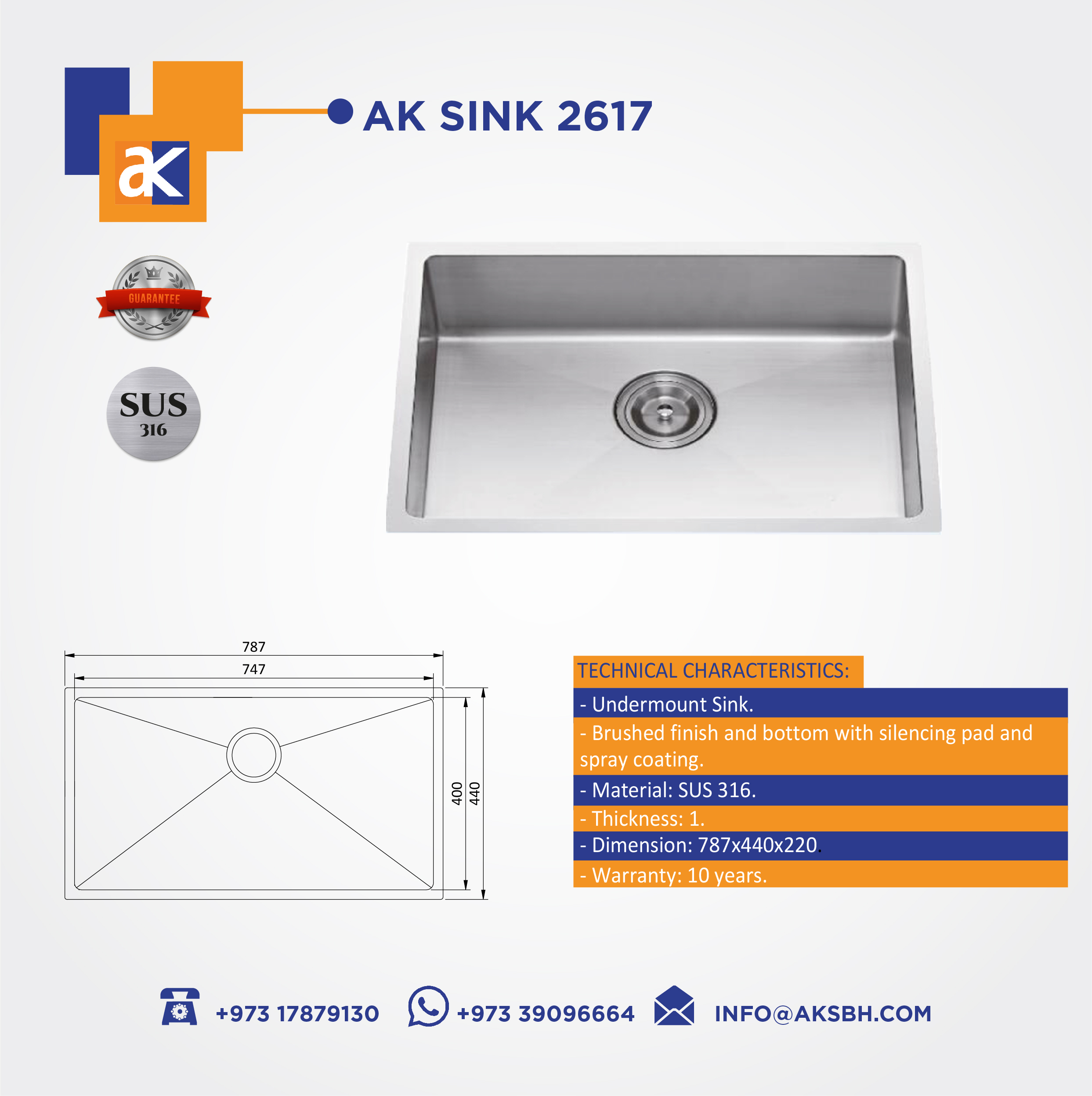 Buy Ak Sink 2617 | Construction Finishes | Qetaat.com